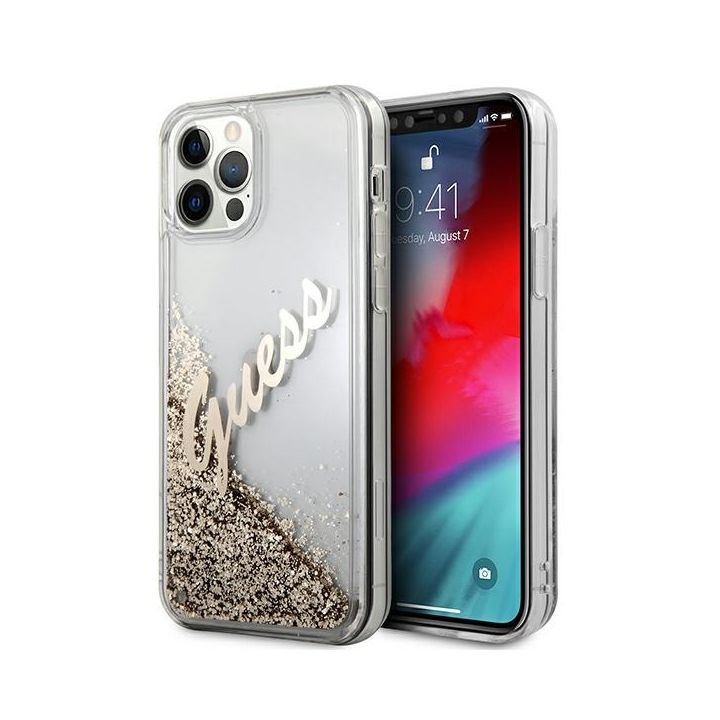 Guess GUHCP12MGLVSGO iPhone 12/12 Pro6,1" złoty/gold hardcase Glitter Vintage Script na NearMe.pl