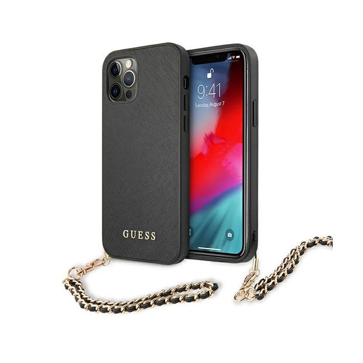 Guess GUHCP12MSASGBK iPhone 12/12 Pro6,1" czarny/black hardcase Saffiano Chain na NearMe.pl