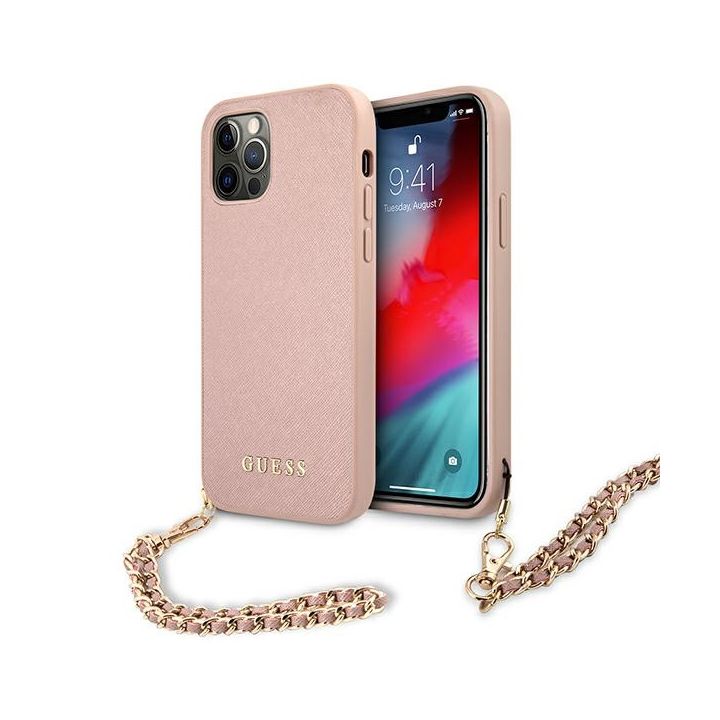 Guess GUHCP12LSASGPI iPhone 12 Pro Max6,7" różowy/pink hardcase Saffiano Chain na NearMe.pl