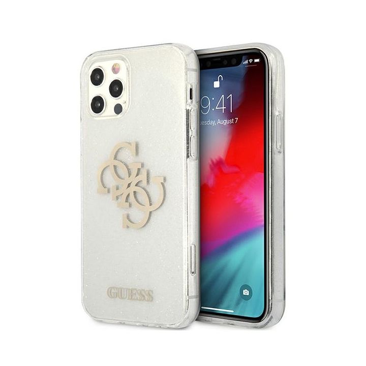 Guess GUHCP12LPCUGL4GTR iPhone 12 ProMax 6,7" transparent hard case Glitter 4G Big Logo na NearMe.pl