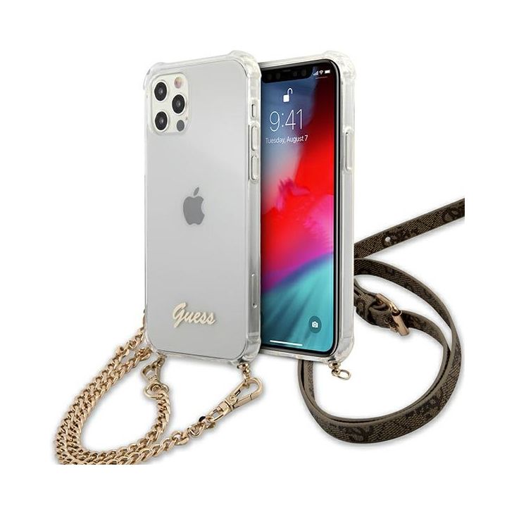 Guess GUHCP12MKC4GSGO iPhone 12/12 Pro6,1" Transparent hardcase 4G Gold Chain na NearMe.pl