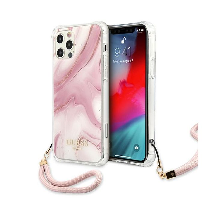 Guess GUHCP12MKSMAPI iPhone 12/12 Pro6,1" różowy/pink hardcase Marble Collection na NearMe.pl