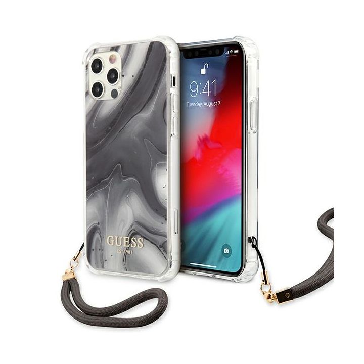 Guess GUHCP12MKSMAGR iPhone 12/12 Pro 6,1" szary/grey hardcase Marble Collection na NearMe.pl