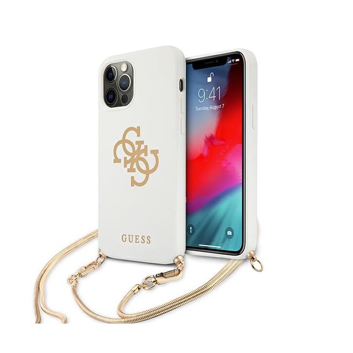 Guess GUHCP12LLSC4GWH iPhone 12 Pro Max6,7" biały/white hardcase 4G Gold Chain Collection na NearMe.pl