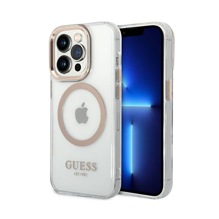 Guess GUHMP14XHTRMD iPhone 14 Pro Max6,7" złoty/gold hard case Metal Outline Magsafe na NearMe.pl
