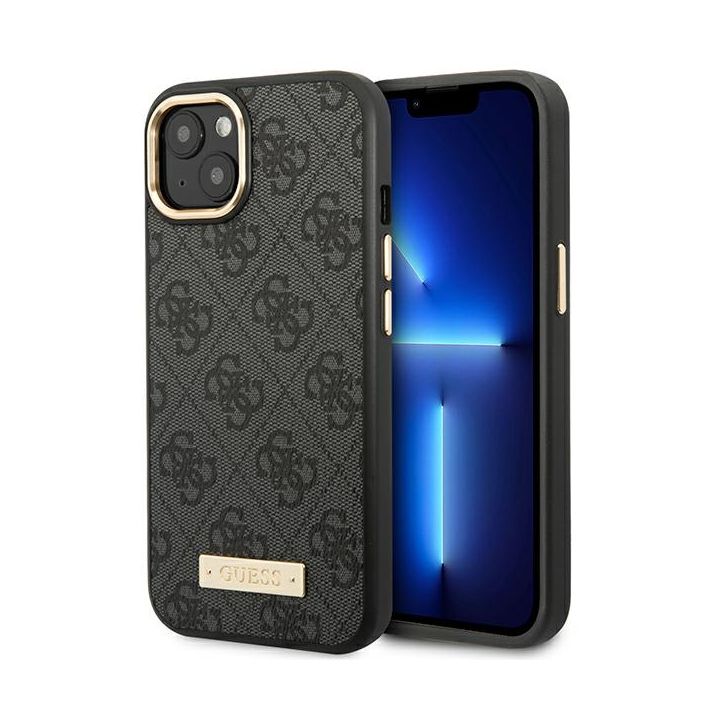 Guess GUHMP14MU4GPRK iPhone 14 Plus / 15 Plus 6.7" czarny/black hard case 4G Logo Plate MagSafe na NearMe.pl