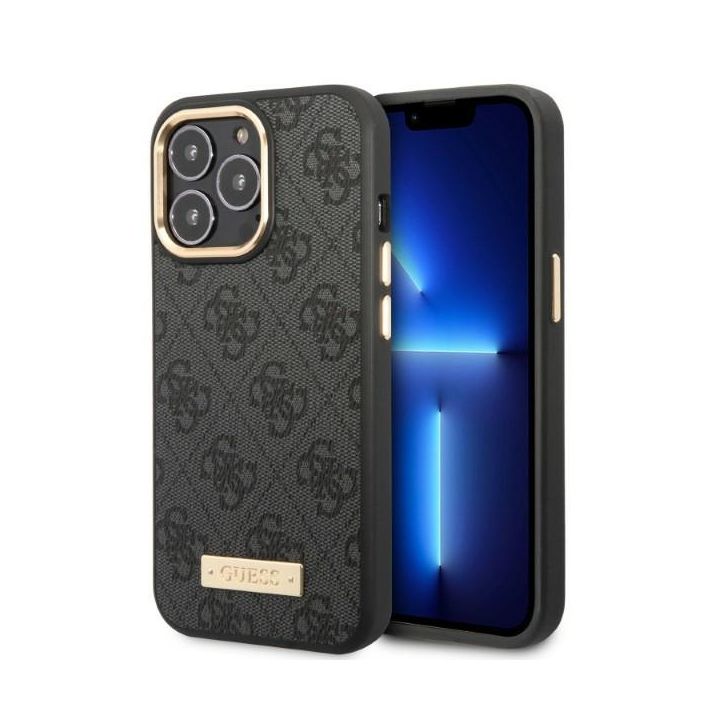 Guess GUHMP13XU4GPRK iPhone 13 Pro Max 6,7" czarny/black hard case 4G Logo Plate MagSafe na NearMe.pl
