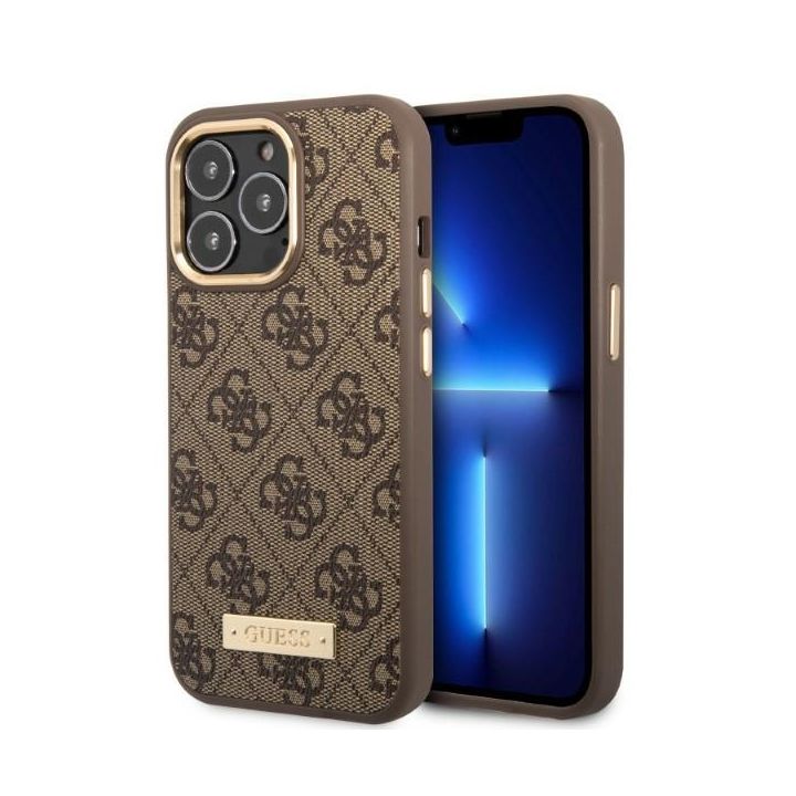 Guess GUHMP13XU4GPRW iPhone 13 Pro Max6,7" brązowy/brown hard case 4G Logo Plate MagSafe na NearMe.pl