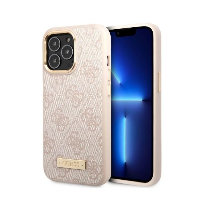 Guess GUHMP13LU4GPRP iPhone 13 Pro / 13 6,1" różowy/pink hard case 4G Logo Plate MagSafe na NearMe.pl