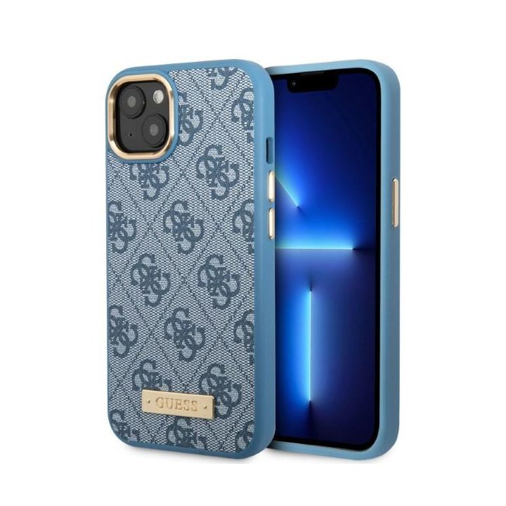 Guess GUHMP13MU4GPRB iPhone 13 / 14 / 156.1" niebieski/blue hard case 4G Logo Plate MagSafe na NearMe.pl