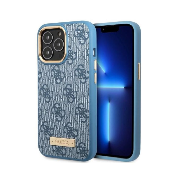 Guess GUHMP13XU4GPRB iPhone 13 Pro Max6,7" niebieski/blue hard case 4G Logo Plate MagSafe na NearMe.pl