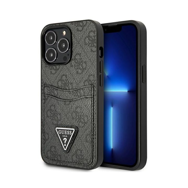 Guess GUHCP13LP4TPK iPhone 13 Pro / 13 6,1" czarny/black hardcase 4G Triangle Logo Cardslot na NearMe.pl
