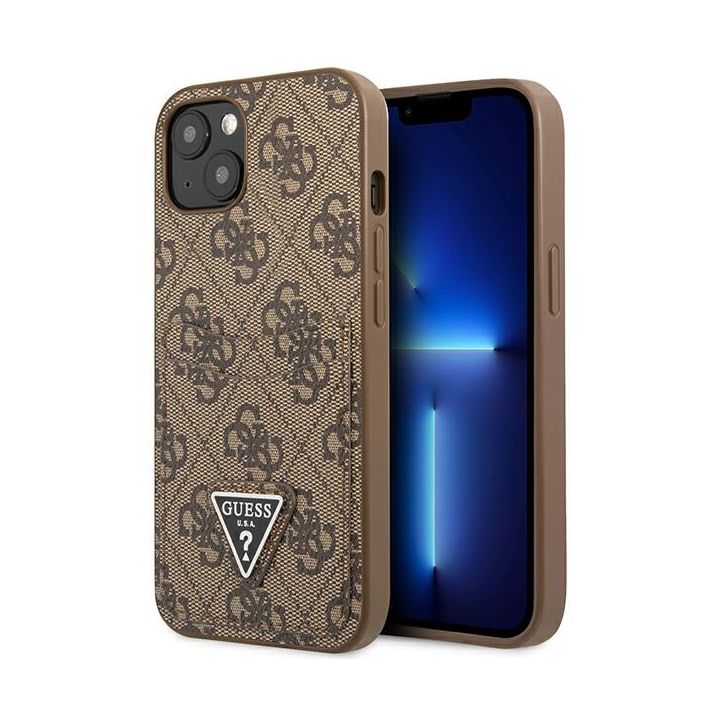 Guess GUHCP13MP4TPW iPhone 13 / 14 / 15 6.1" brązowy/brown hardcase 4G Triangle Logo Cardslot na NearMe.pl