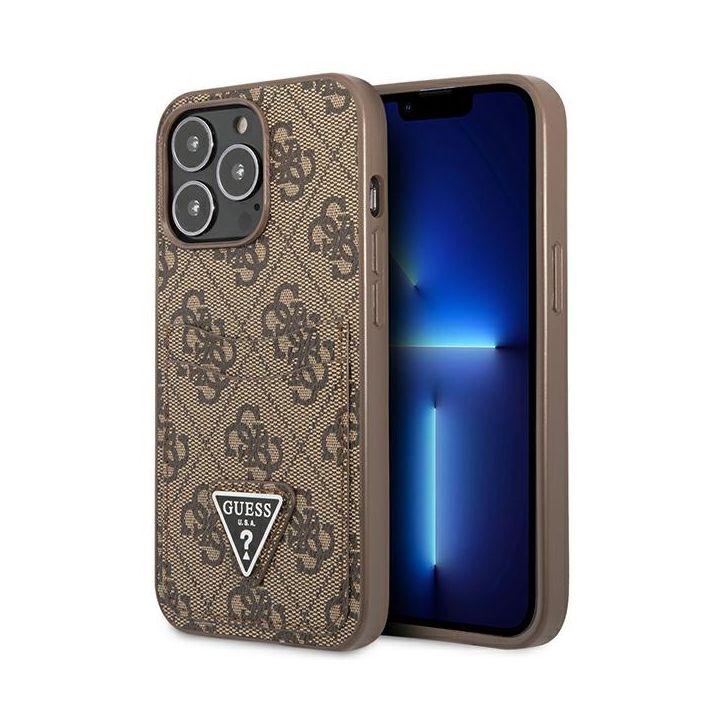Guess GUHCP13LP4TPW iPhone 13 Pro / 13 6,1" brązowy/brown hardcase 4G Triangle Logo Cardslot na NearMe.pl