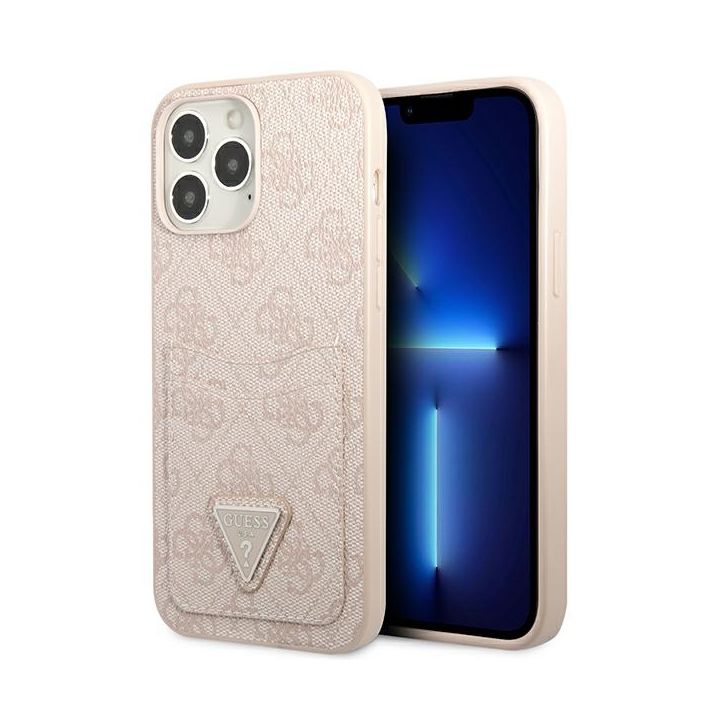 Guess GUHCP13LP4TPP iPhone 13 Pro / 13 6,1" różowy/pink hardcase 4G Triangle Logo Cardslot na NearMe.pl