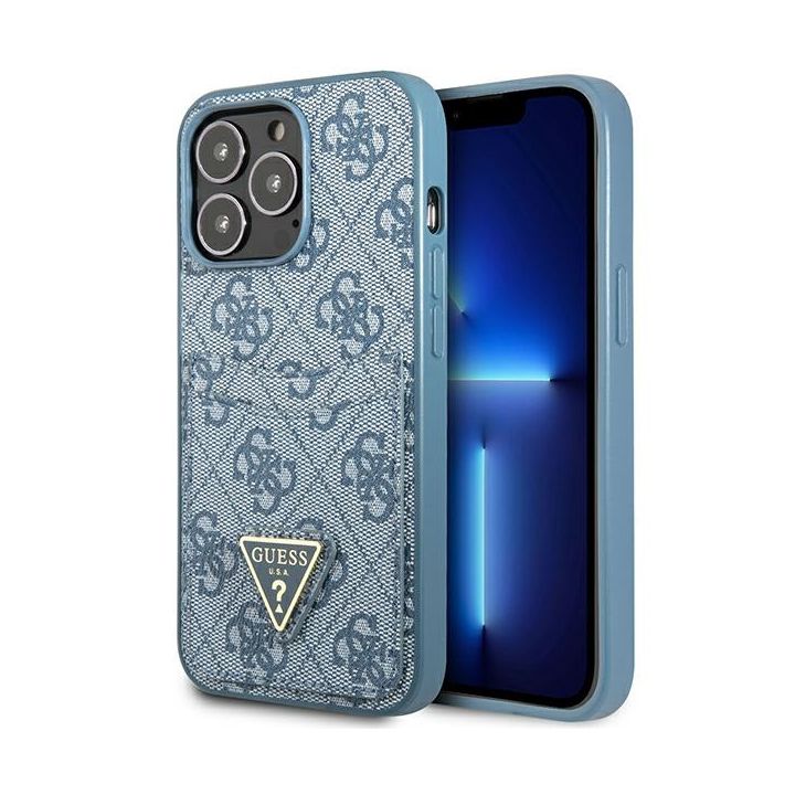 Guess GUHCP13LP4TPB iPhone 13 Pro / 13 6,1" niebieski/blue hardcase 4G Triangle Logo Cardslot na NearMe.pl