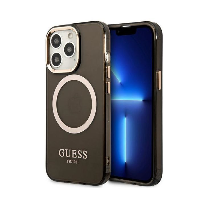 Guess GUHMP13XHTCMK iPhone 13 Pro Max 6,7" czarny/black hard case Gold Outline Translucent MagSafe na NearMe.pl