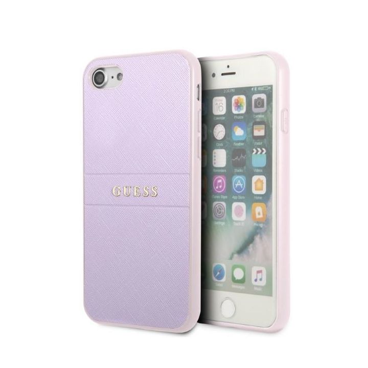 Guess GUHCI8PSASBPU iPhone 7/8 / SE 2020 / SE 2022 hardcase fioletowy/purple Saffiano Hot Stamp & Metal Logo na NearMe.pl