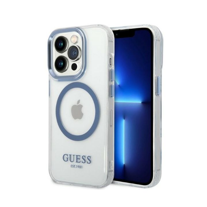 Guess GUHMP14XHTRMB iPhone 14 Pro Max 6,7" niebieski/blue hard case Metal Outline Magsafe na NearMe.pl