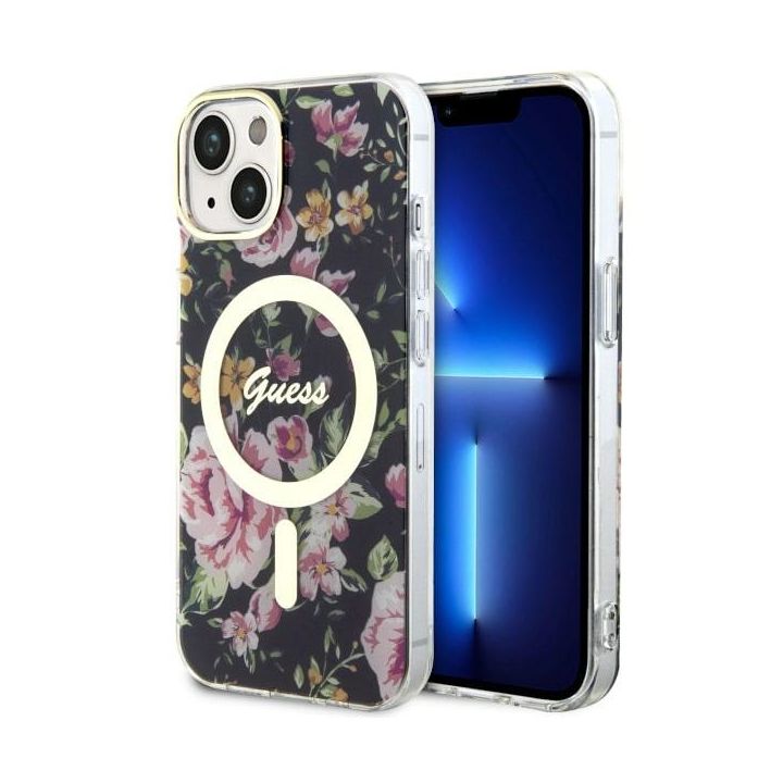 Guess GUHMP14MHCFWSK iPhone 14 Plus/ 15 Plus 6.7" czarny/black hardcase Flower MagSafe na NearMe.pl