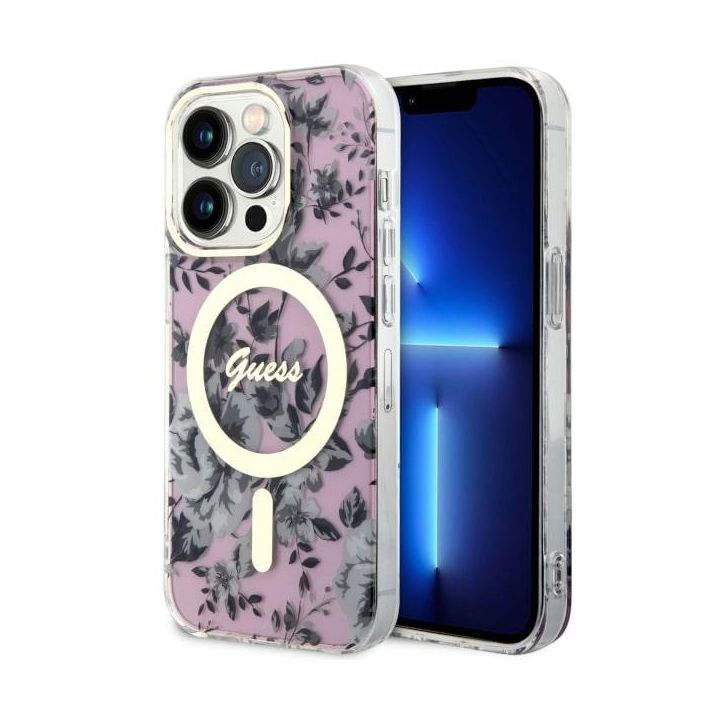 Guess GUHMP14XHCFWSP iPhone 14 Pro Max6.7" różowy/pink hardcase Flower MagSafe na NearMe.pl