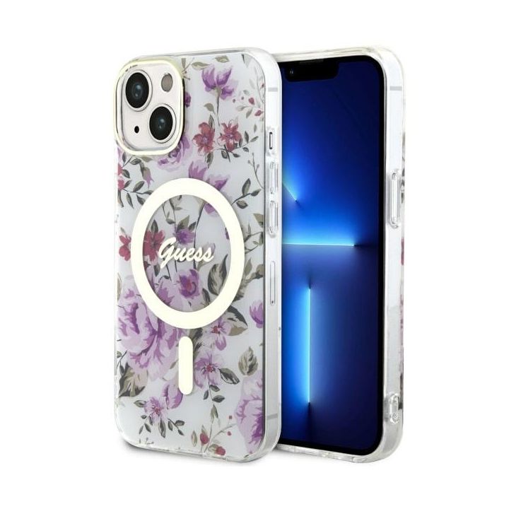 Guess GUHMP14SHCFWST iPhone 14 / 15 / 136.1" transparent hardcase Flower MagSafe na NearMe.pl