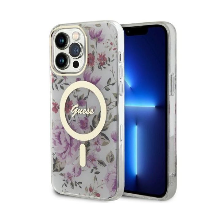 Guess GUHMP14LHCFWST iPhone 14 Pro 6.1"transparent hardcase Flower MagSafe na NearMe.pl