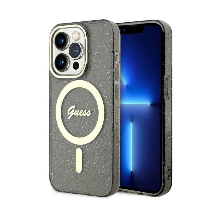 Guess GUHMP14XHCMCGK iPhone 14 Pro Max6.7" czarny/black hardcase Glitter Gold MagSafe na NearMe.pl