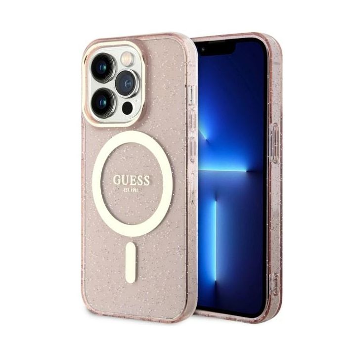Guess GUHMP14LHCMCGP iPhone 14 Pro 6.1"różowy/pink hardcase Glitter Gold MagSafe na NearMe.pl