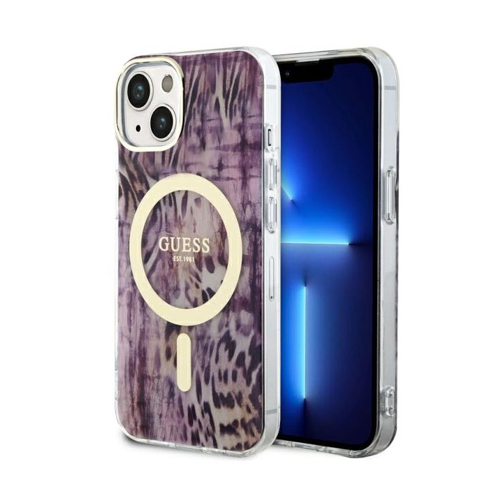Guess GUHMP14SHLEOPWP iPhone 14 / 15 /13 6.1" różowy/pink hardcase Leopard MagSafe na NearMe.pl