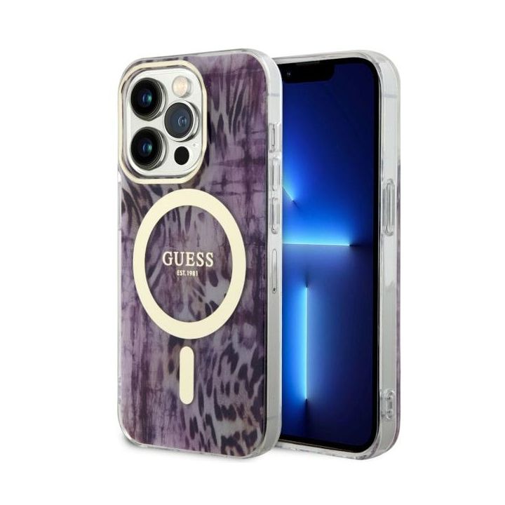 Guess GUHMP14XHLEOPWP iPhone 14 Pro Max6.7" różowy/pink hardcase Leopard MagSafe na NearMe.pl