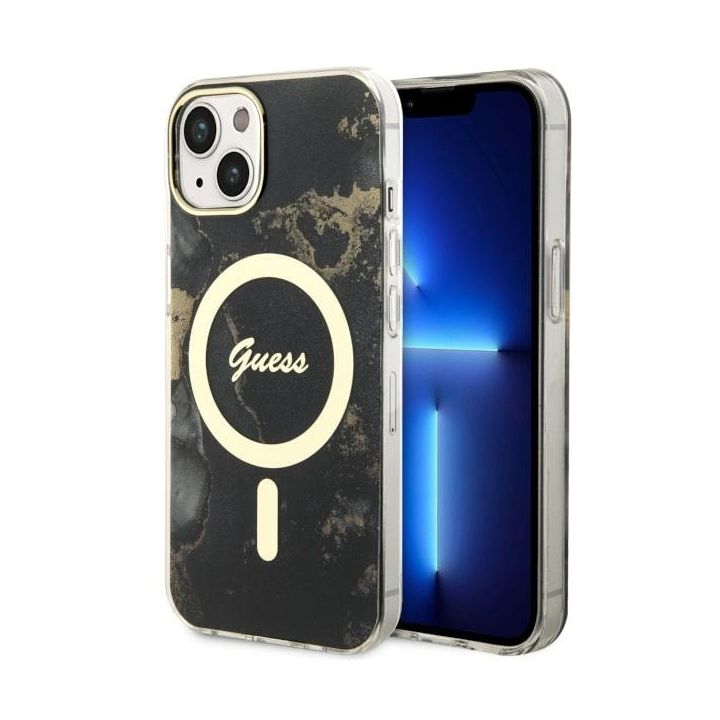 Guess GUHMP14MHTMRSK iPhone 14 Plus/ 15 Plus 6.7" czarny/black hardcase Golden Marble MagSafe na NearMe.pl