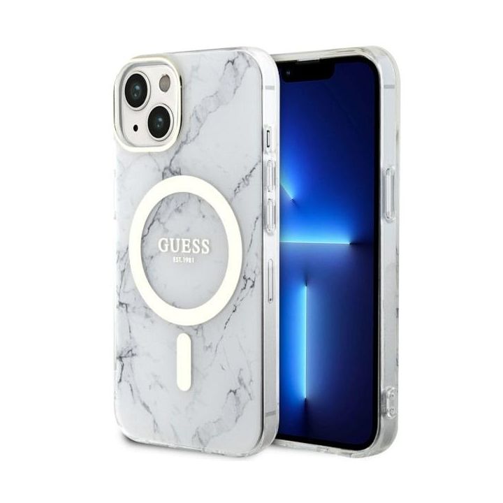 Guess GUHMP14MPCUMAH iPhone 14 Plus/ 15 Plus 6.7" biały/white hardcase Marble MagSafe na NearMe.pl