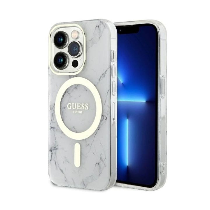Guess GUHMP14LPCUMAH iPhone 14 Pro 6.1"biały/white hardcase Marble MagSafe na NearMe.pl