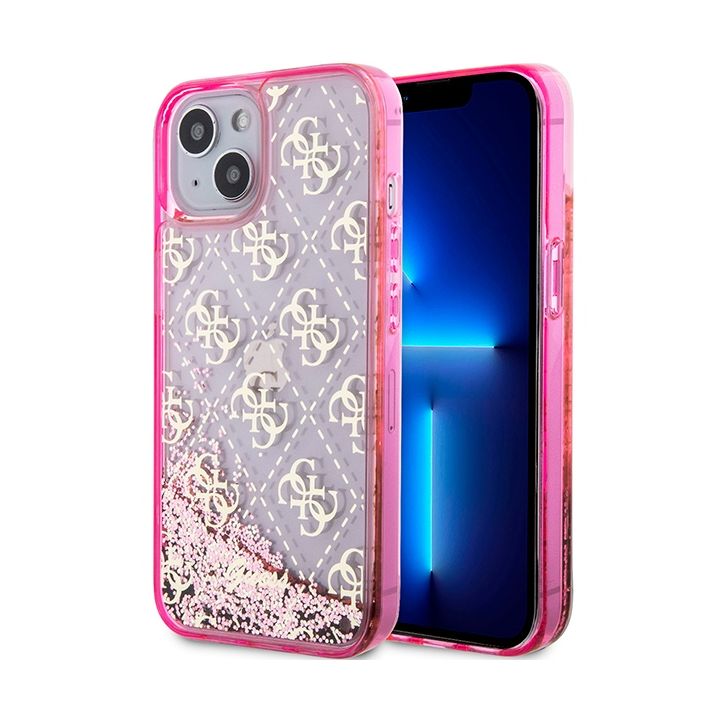 Guess GUHCP14SLC4PSGP iPhone 14 / 15 /13 6.1" różowy/pink hardcase Liquid Glitter 4G Transculent na NearMe.pl