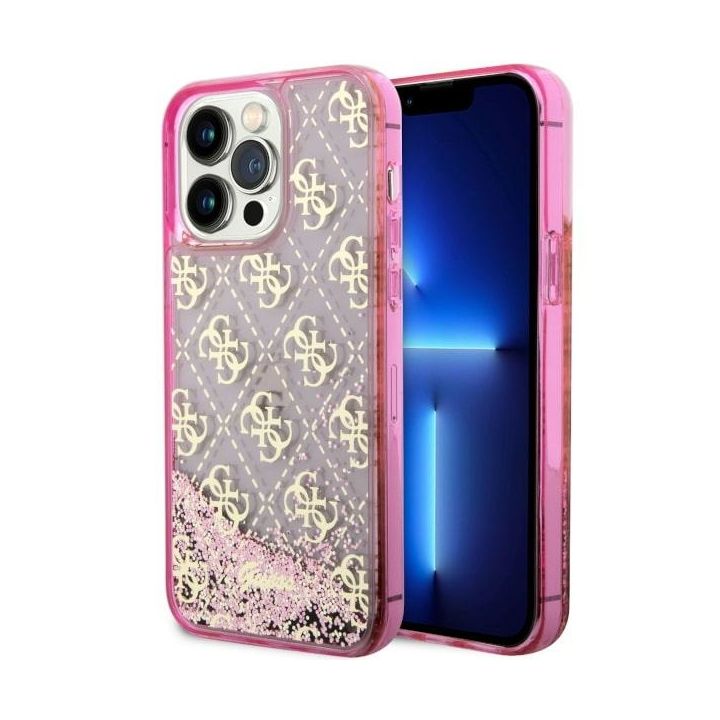 Guess GUHCP14XLC4PSGP iPhone 14 Pro Max6.7" różowy/pink hardcase Liquid Glitter 4G Transculent na NearMe.pl