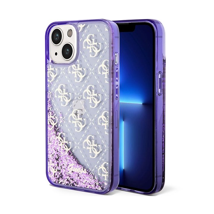 Guess GUHCP14SLC4PSGU iPhone 14 / 15 /13 6.1" purpurowy/purple hardcase Liquid Glitter 4G Transculent na NearMe.pl