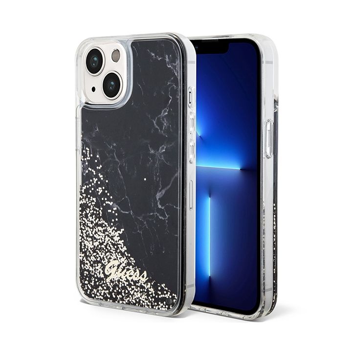 Guess GUHCP14SLCSGSGK iPhone 14 / 15 /13 6.1" czarny/black hardcase Liquid Glitter Marble na NearMe.pl