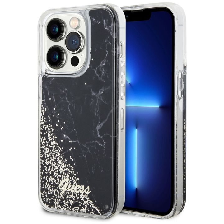 Guess GUHCP14LLCSGSGK iPhone 14 Pro 6.1"czarny/black hardcase Liquid Glitter Marble na NearMe.pl