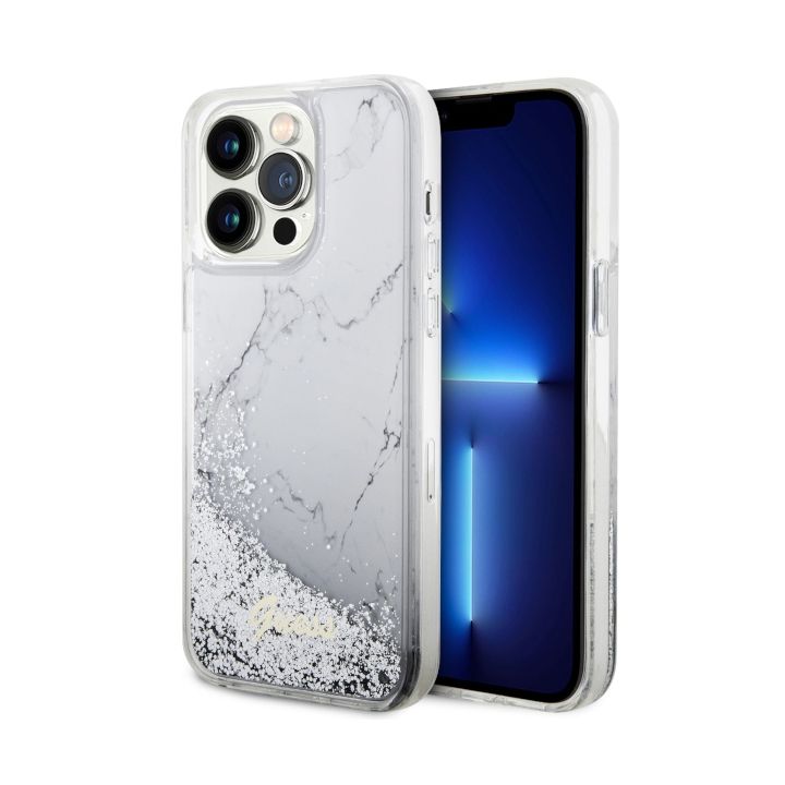 Guess GUHCP14XLCSGSGH iPhone 14 Pro Max6.7" biały/white hardcase Liquid Glitter Marble na NearMe.pl