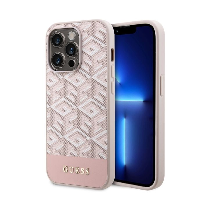 Guess GUHMP14LHGCFSEP iPhone 14 Pro 6,1" różowy/pink hard case GCube Stripes MagSafe na NearMe.pl