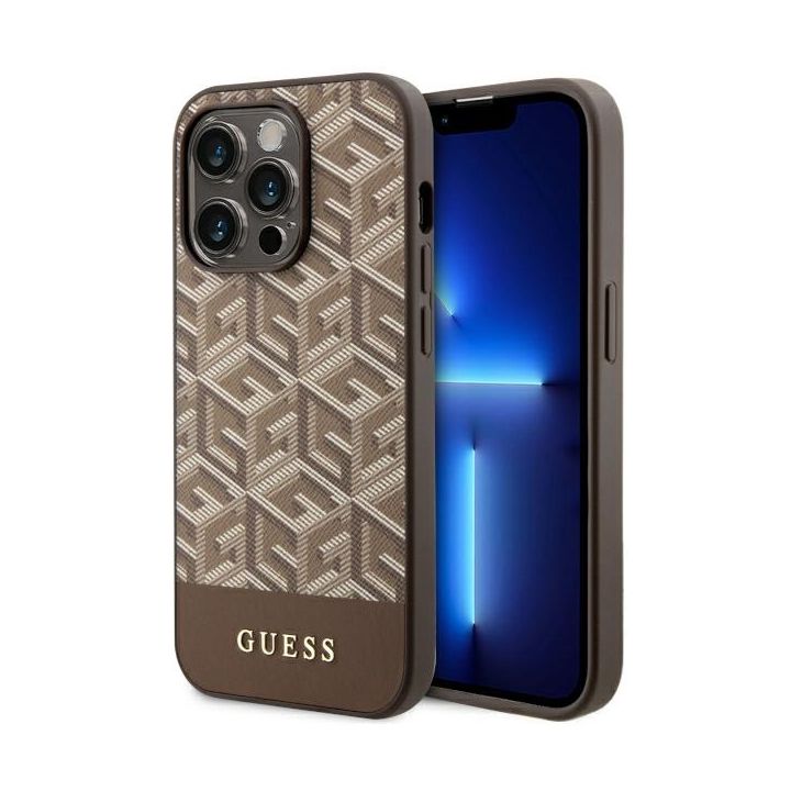 Guess GUHMP14XHGCFSEW iPhone 14 Pro Max 6.7" brązowy/brown hard case GCube Stripes MagSafe na NearMe.pl