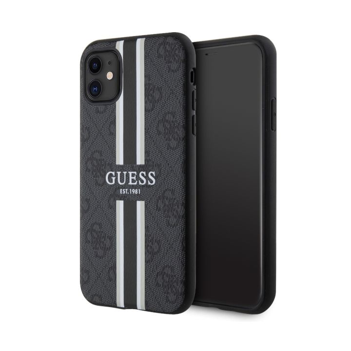 Guess GUHMN61P4RPSK iPhone 11 / Xr czarny/black hardcase 4G Printed Stripes MagSafe na NearMe.pl