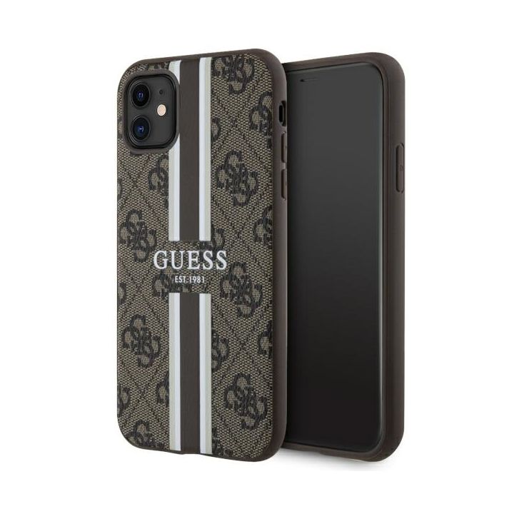Guess GUHMN61P4RPSW iPhone 11 / Xr brązowy/brown hardcase 4G Printed Stripes MagSafe na NearMe.pl