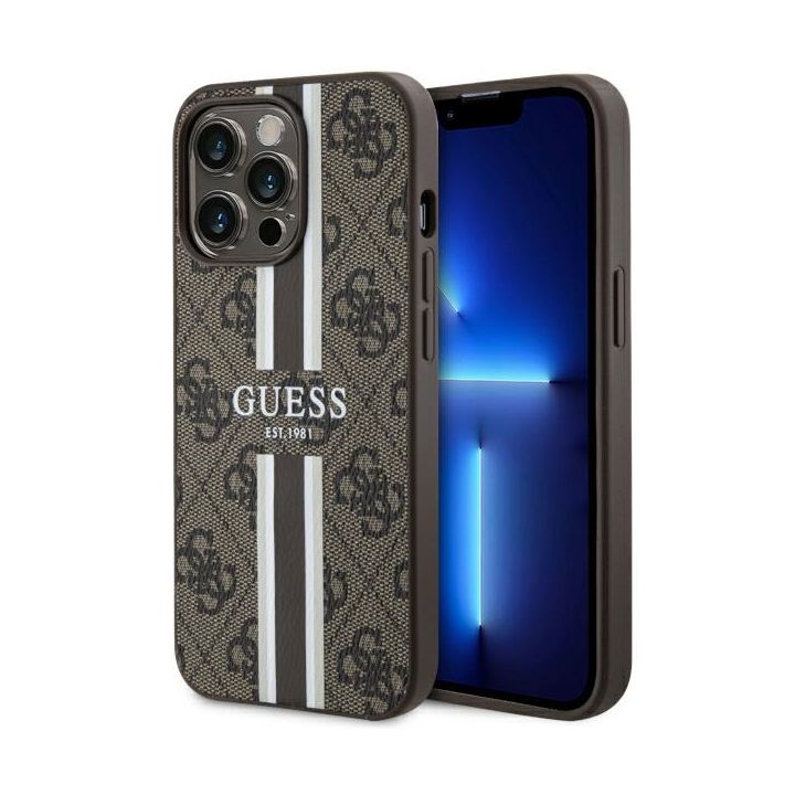 Guess GUHMP13LP4RPSW iPhone 13 Pro / 13 6.1" brązowy/brown hardcase 4G Printed Stripes MagSafe na NearMe.pl