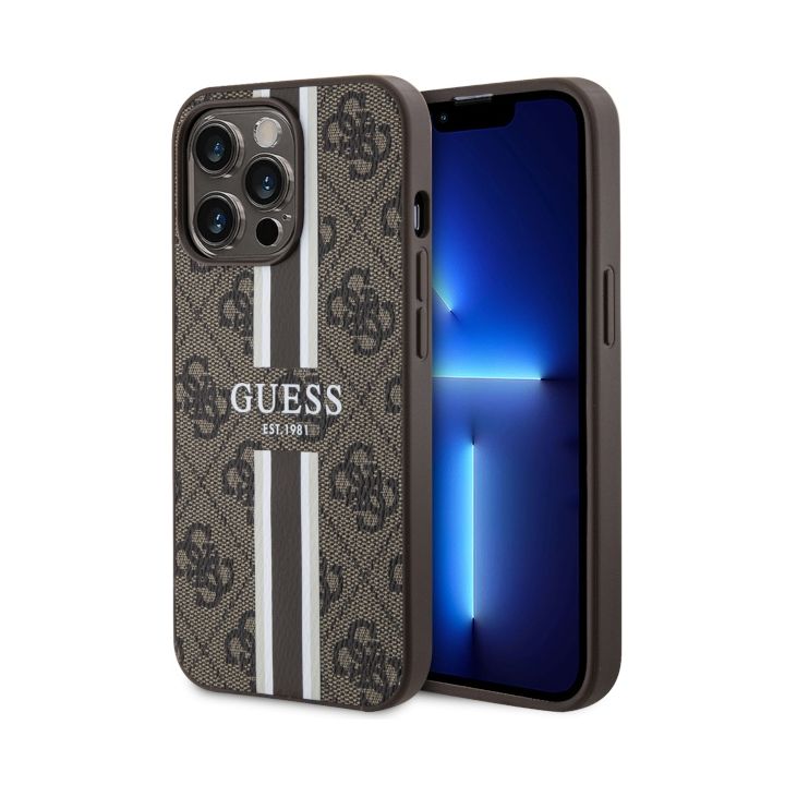 Guess GUHMP13XP4RPSW iPhone 13 Pro Max6.7" brązowy/brown hardcase 4G Printed Stripes MagSafe na NearMe.pl