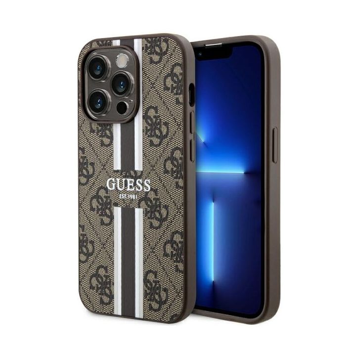 Guess GUHMP14LP4RPSW iPhone 14 Pro 6.1" brązowy/brown hardcase 4G Printed Stripes MagSafe na NearMe.pl
