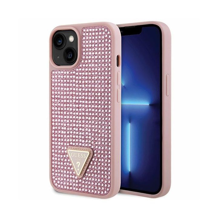 Guess GUHCP14MHDGTPP iPhone 14 Plus / 15 Plus 6.7" różowy/pink hardcase Rhinestone Triangle na NearMe.pl