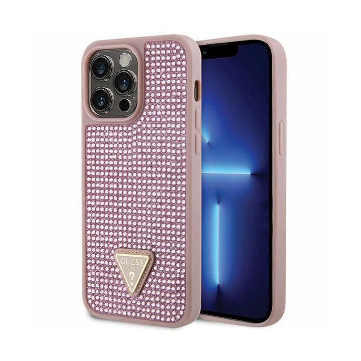 Guess GUHCP14XHDGTPP iPhone 14 Pro Max 6.7" różowy/pink hardcase Rhinestone Triangle na NearMe.pl