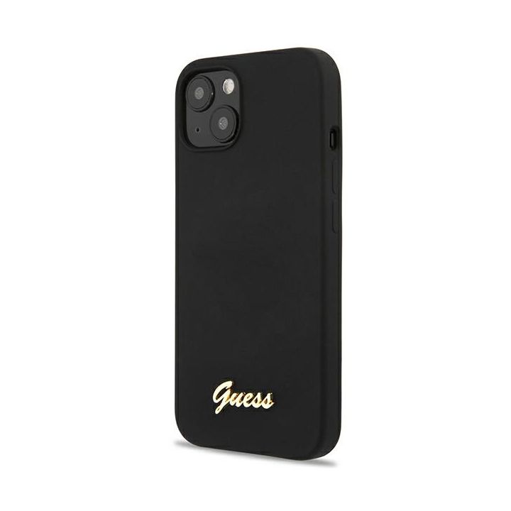 Guess GUHCP13MLSLMGBK iPhone 13 / 14 / 15 6.1" black/czarny hardcase Silicone Script Gold Logo na NearMe.pl